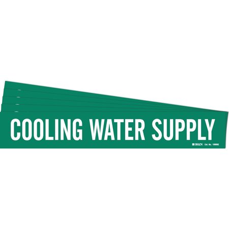 BRADY COOLING WATER SUPPLY Pipe Marker Style 1 Polyester WT on GN 1 per Card, 5 PK 106092-PK